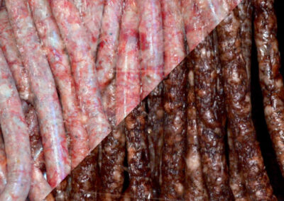 Photo of raw and dried droewors