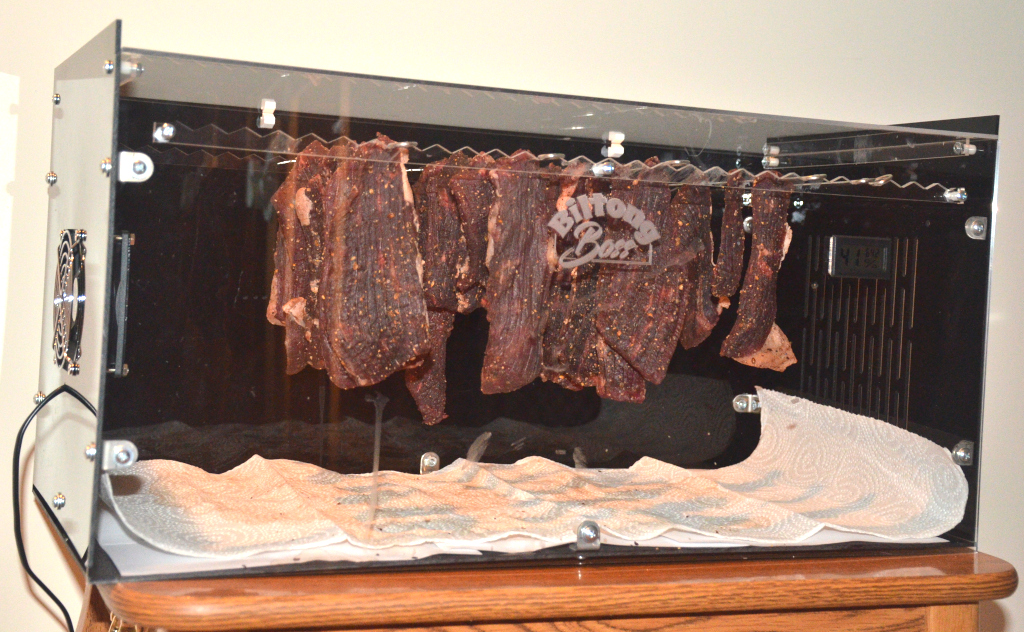 WGO_7882 photo of biltong hanging in Biltong Boss biltong dryer