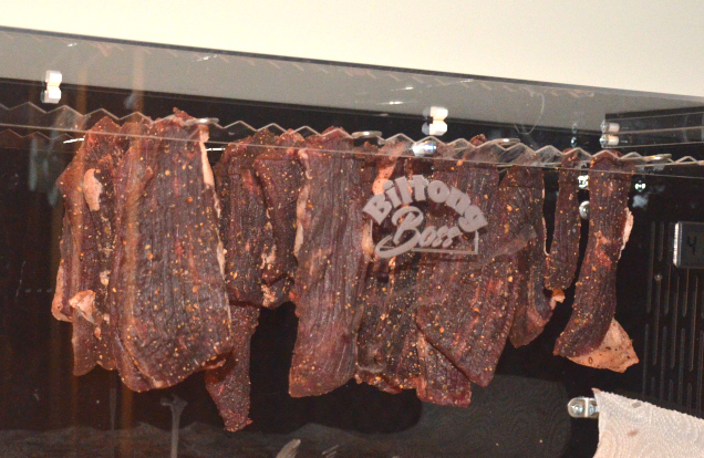 WGO_7882b photo of biltong hanging in Biltong Boss biltong dryer